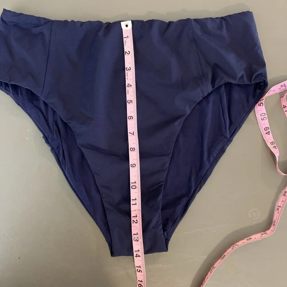 Andie Womens XXL NEW Swim Bikini High Waist Cheeky Bottom Navy Blue AB307